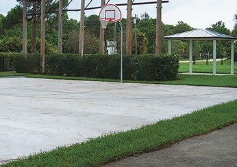 Half basketball court at the park